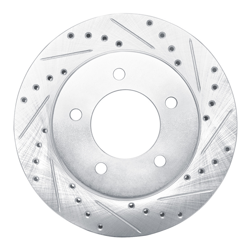 Ford Expedition Brake Rotor (1) - Front Right - R1 Concepts - Drilled & Slotted - Silver - `97-`02